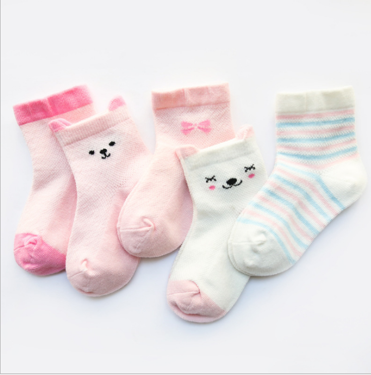 pink/white cotton socks girl version 1