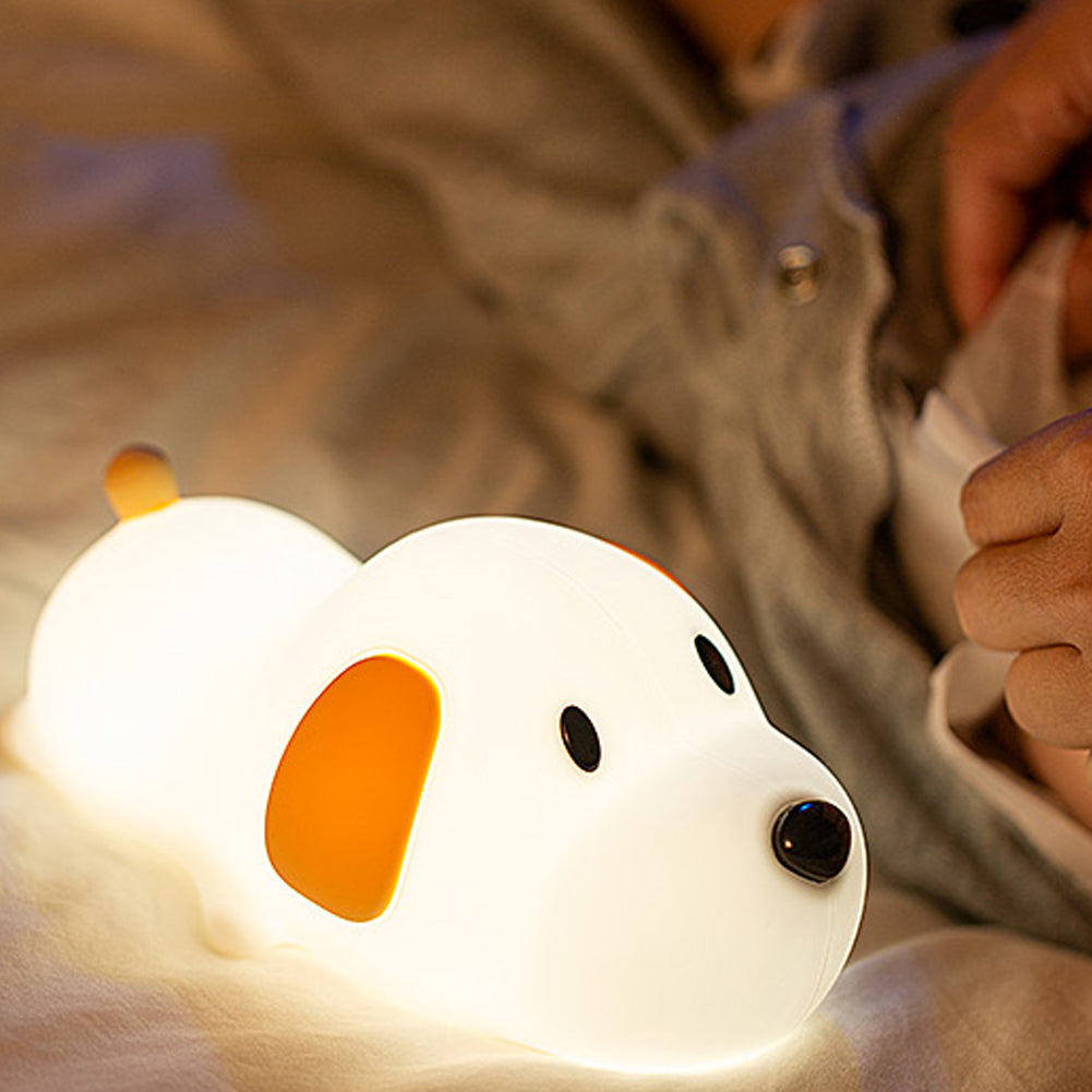 Papa Puppy: Bedtime Night Light on a bed