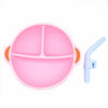 pink Silicone Grip Plate with a straw