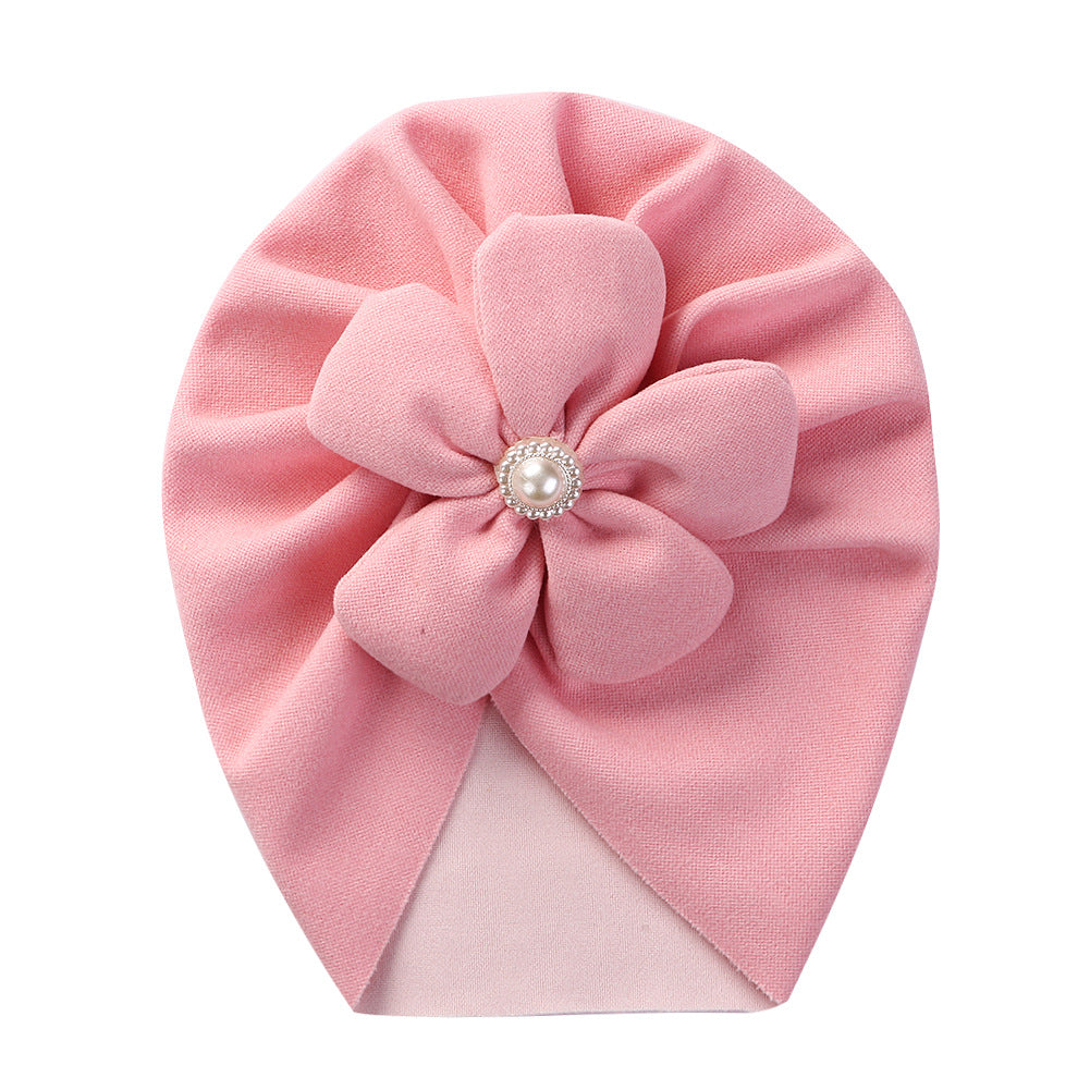 Baby Borderless Flower Hat pink color